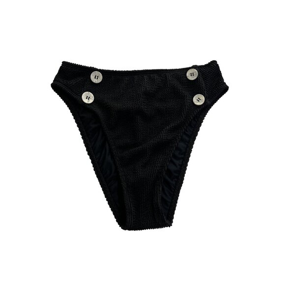 VICI Sea Voyage Textured Button Detail Bikini Bottom in Black - Picture 1 of 4